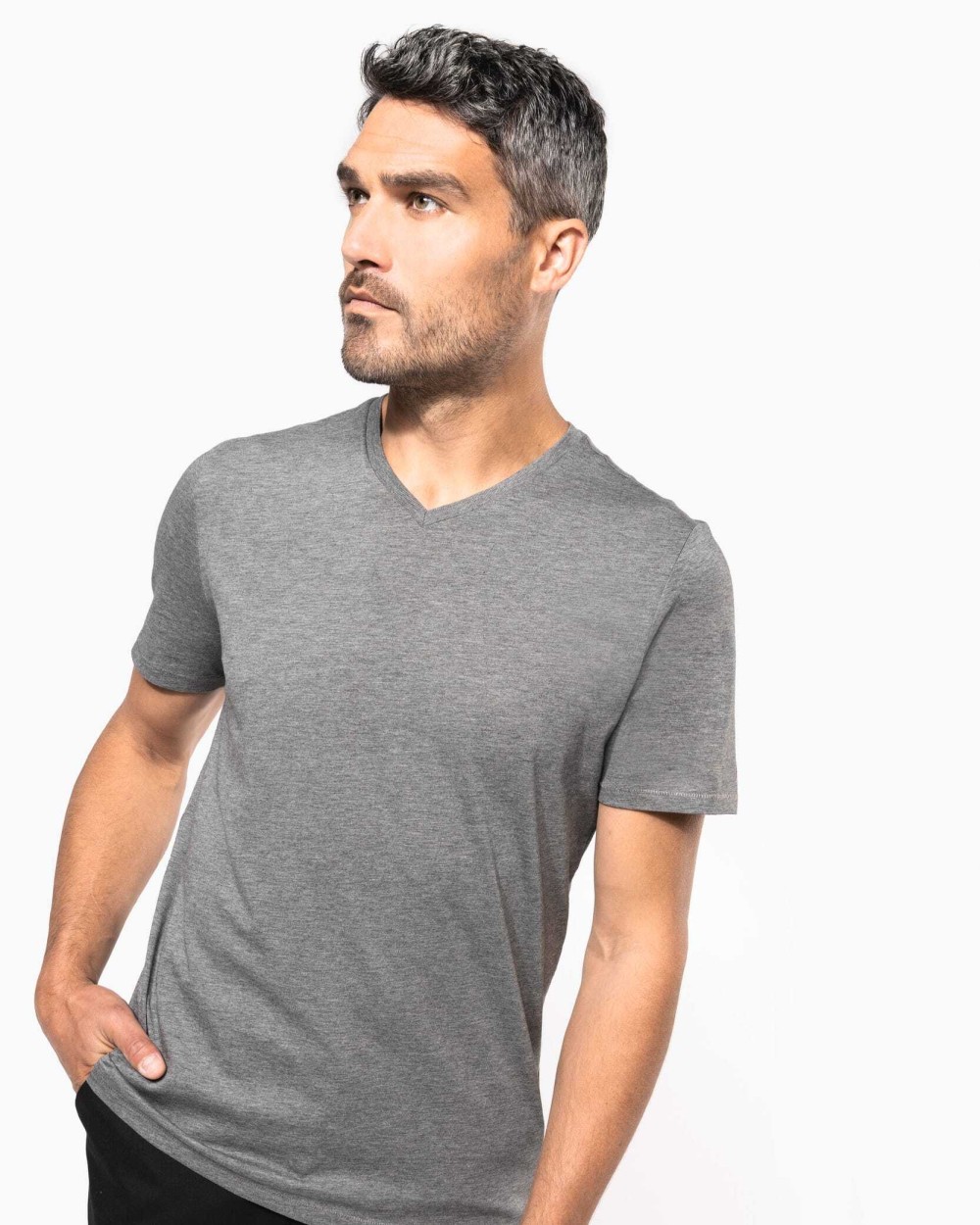 T-shirts KARIBAN Heren-t-shirt Supima® V-hals korte mouwen voor bedrukking &amp; borduring