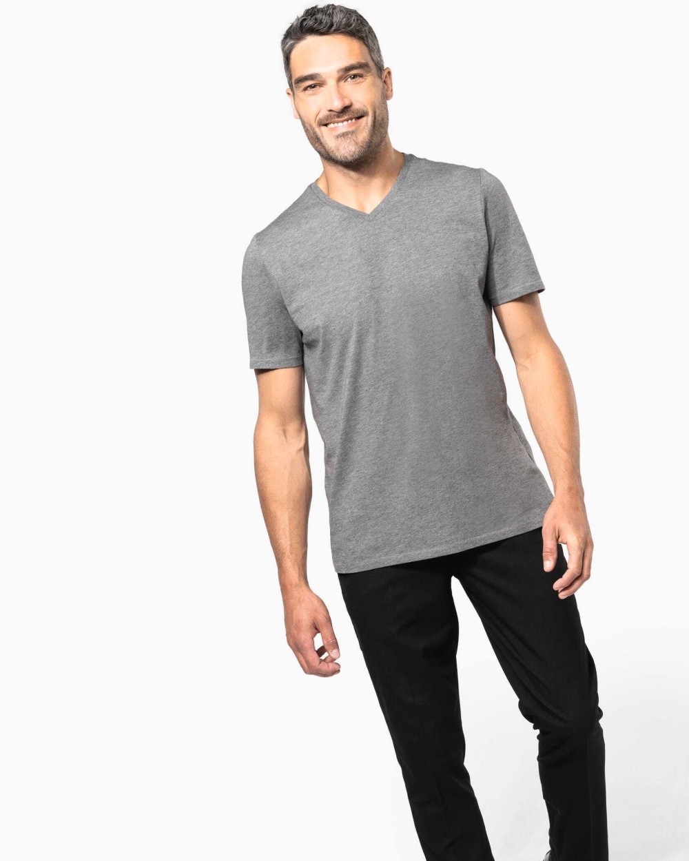 KARIBAN Herren-T-Shirt Supima® mit V-Ausschnitt und kurzen Ärmeln T-Shirts personalisierbar