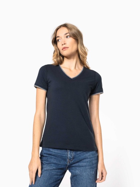 T-Shirts à personnaliser KARIBAN T-shirt maille piquée col V femme 