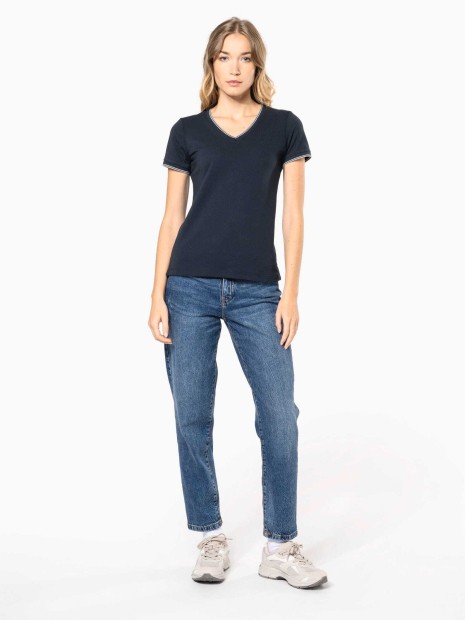 T-Shirts à personnaliser KARIBAN T-shirt maille piquée col V femme 