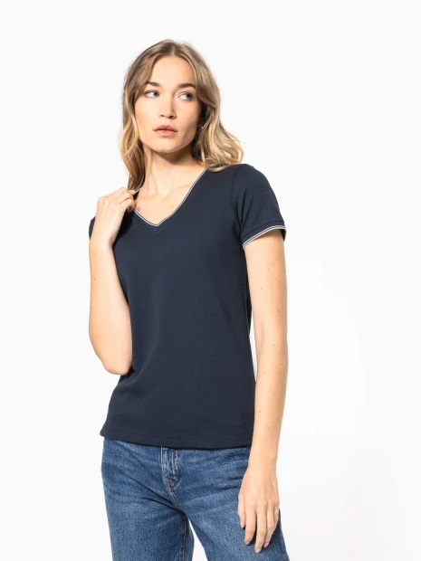 T-Shirts à personnaliser KARIBAN T-shirt maille piquée col V femme 