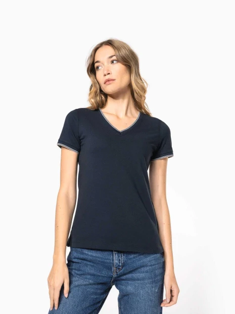 T-Shirts à personnaliser KARIBAN T-shirt maille piquée col V femme 