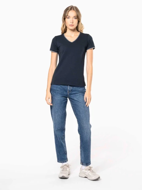 T-Shirts à personnaliser KARIBAN T-shirt maille piquée col V femme 