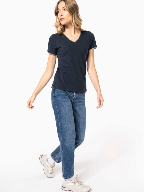 T-Shirts à personnaliser KARIBAN T-shirt maille piquée col V femme 