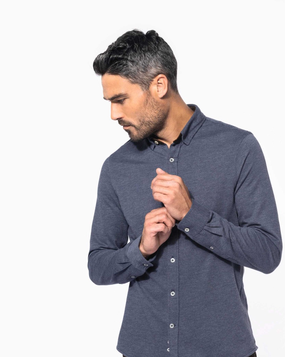 KARIBAN Langarm-Jacquardhemd Hemden personalisierbar