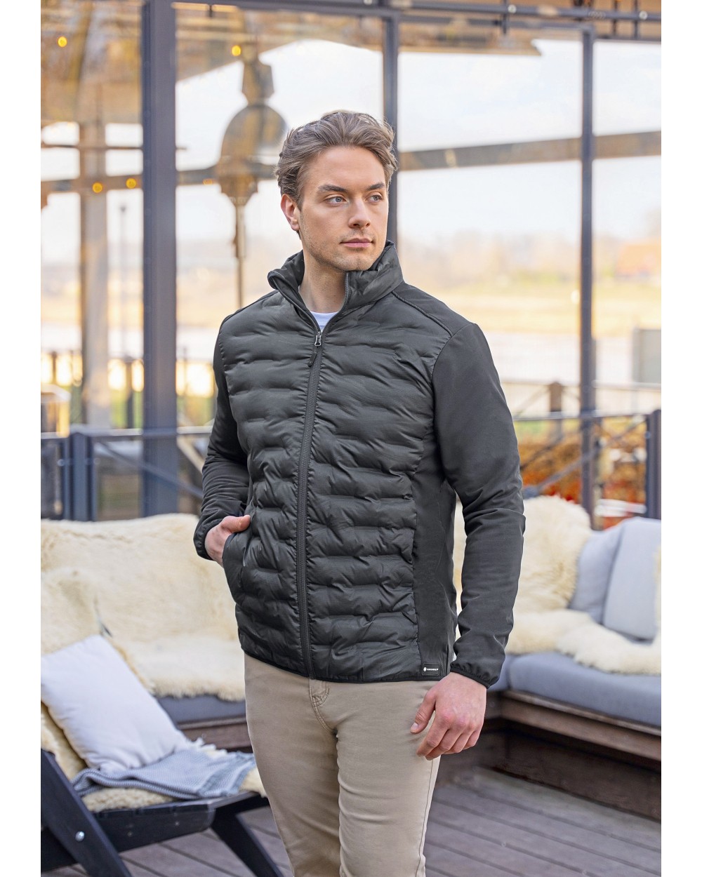 KARLOWSKY Men´s Fleece Hybrid Jacket Polar Fleeces personalisierbar