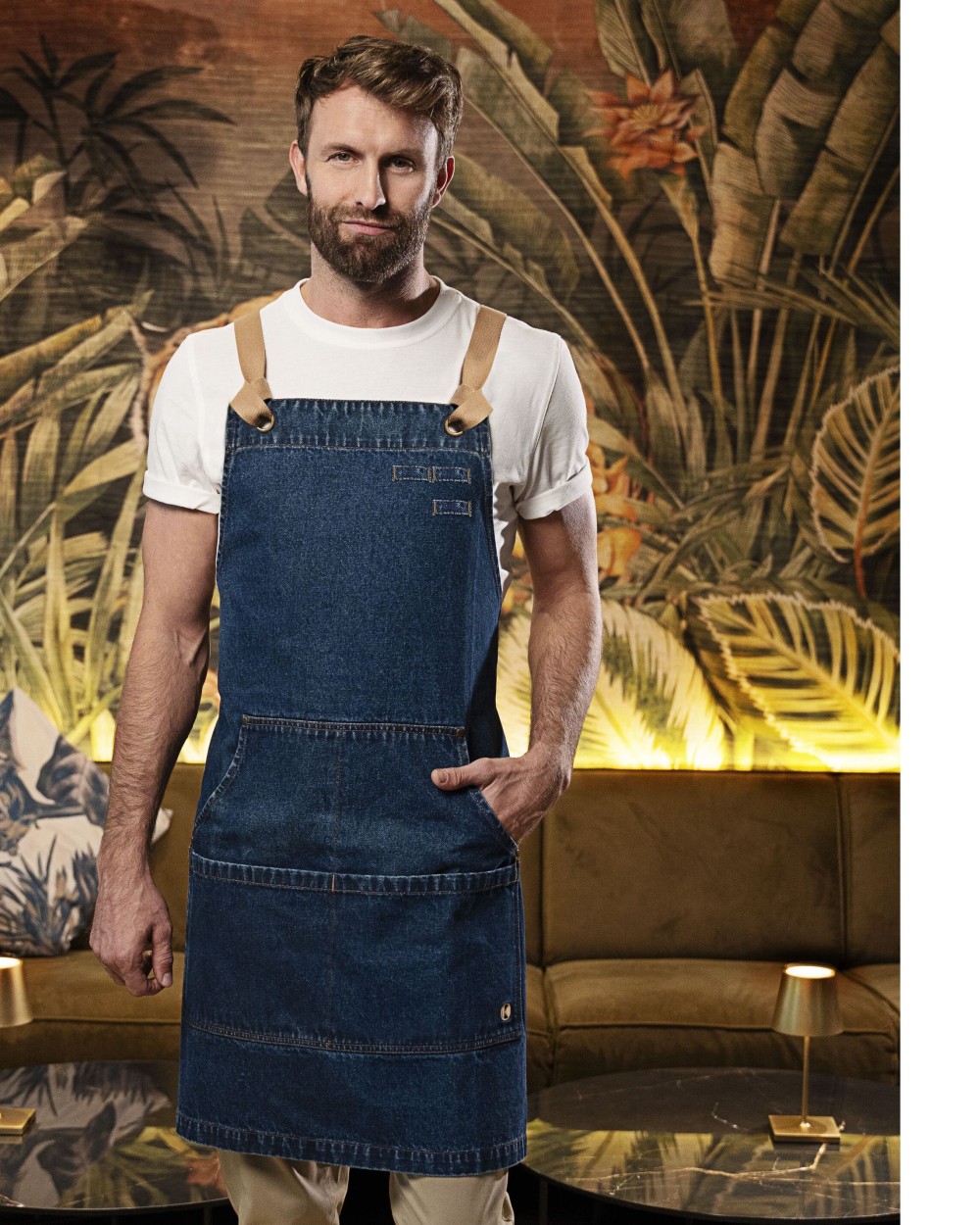 KARLOWSKY BIB APRON DENIM URBAN-STYLE Baby Artikeln personalisierbar