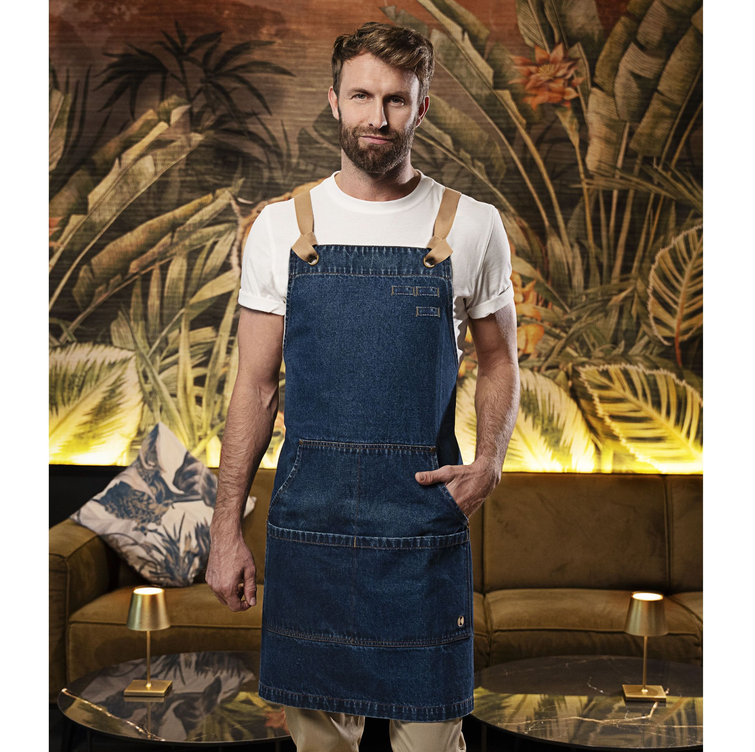 KARLOWSKY BIB APRON DENIM URBAN-STYLE Baby Artikeln personalisierbar