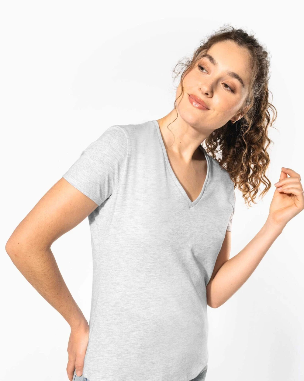 KARIBAN Damen-T-Shirt BIO150 mit V-Ausschnitt T-Shirts personalisierbar