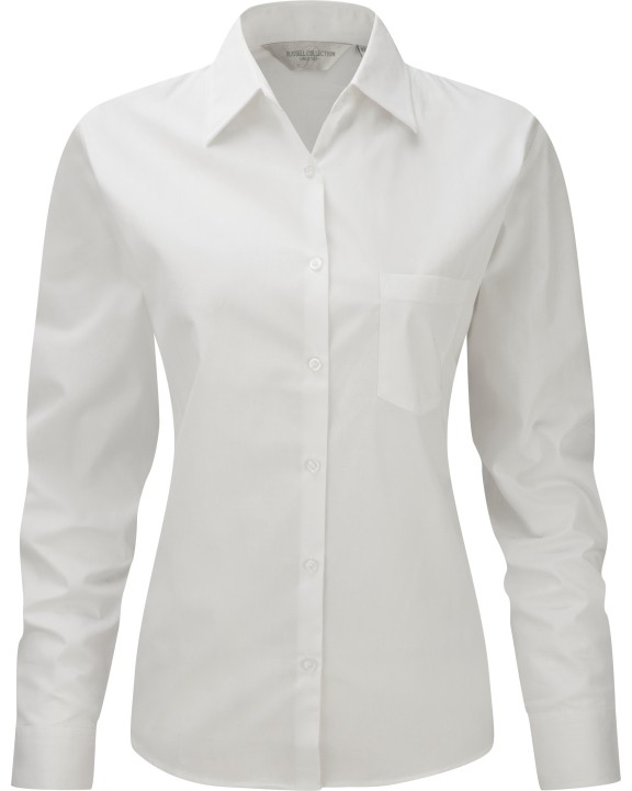 RUSSELL Ladies' Ls Pure Cotton Easy Care Poplin Shirt Hemden personalisierbar