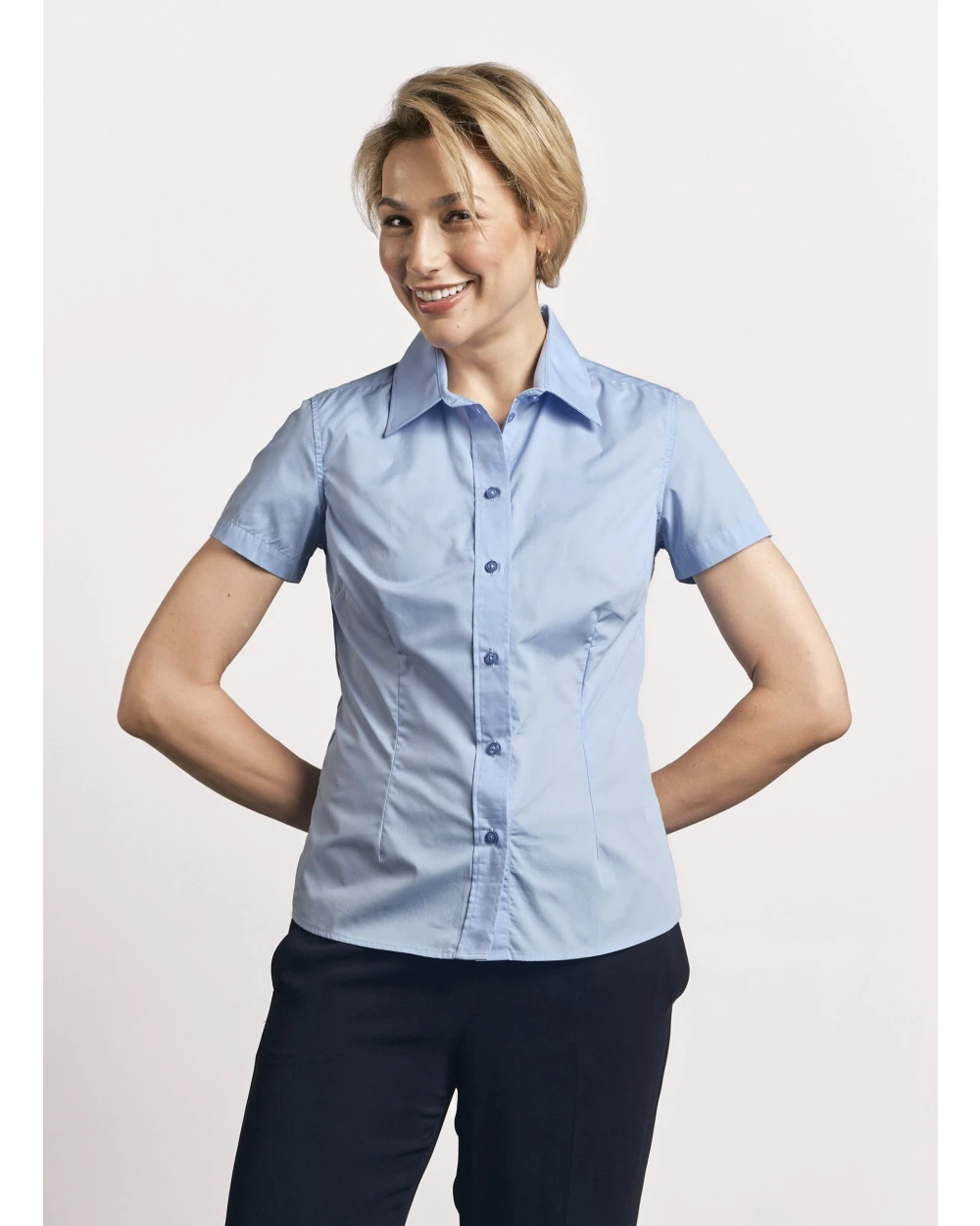Hemden PROMODORO Women`s Poplin Shirt Short Sleeve voor bedrukking &amp; borduring