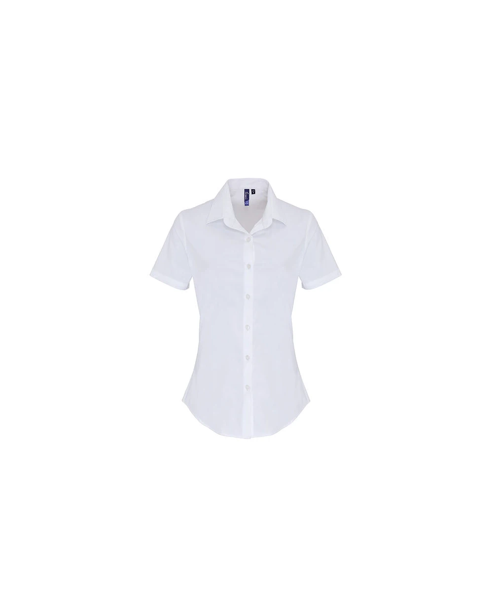 Hemden PREMIER Ladies Stretch Fit Poplin Short Sleeve Cotton Shirt voor bedrukking &amp; borduring