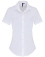 Hemden PREMIER Ladies Stretch Fit Poplin Short Sleeve Cotton Shirt voor bedrukking &amp; borduring
