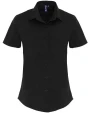 Hemden PREMIER Ladies Stretch Fit Poplin Short Sleeve Cotton Shirt voor bedrukking &amp; borduring