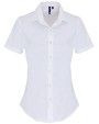 PREMIER Ladies Stretch Fit Cotton Poplin Short Sleeve Shirt Hemden personalisierbar
