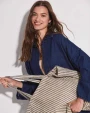 KIMOOD Gestreifte Shoppingtasche aus Juco Tote Bags personalisierbar