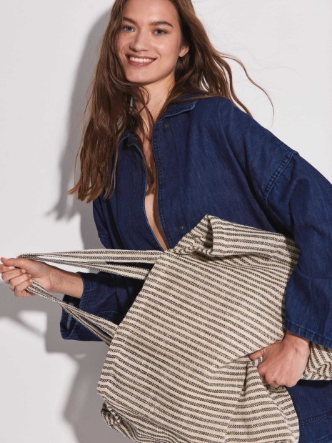 Tote bags à personnaliser KIMOOD Sac shopping à rayures en juco 