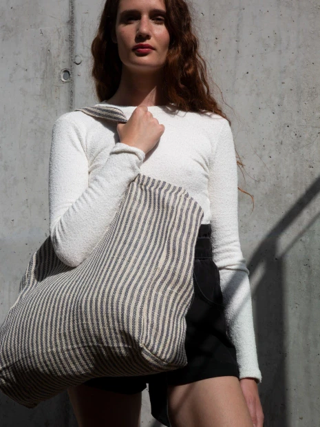 Tote bags à personnaliser KIMOOD Sac shopping à rayures en juco 