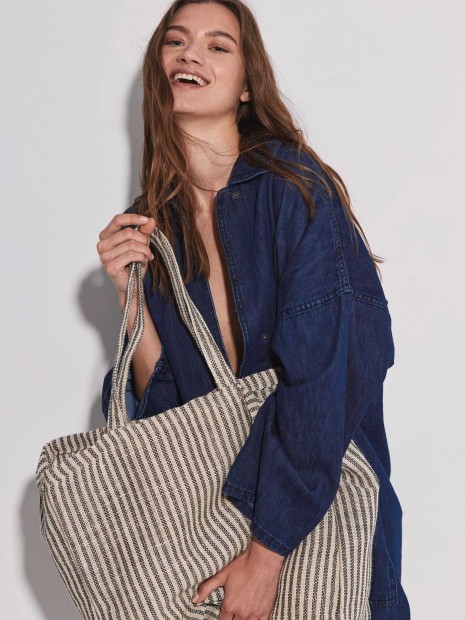 Tote bags à personnaliser KIMOOD Sac shopping à rayures en juco 