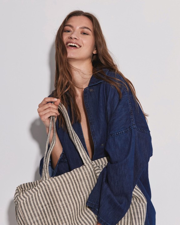 Tote bags personnalisable KIMOOD Sac shopping à rayures en juco