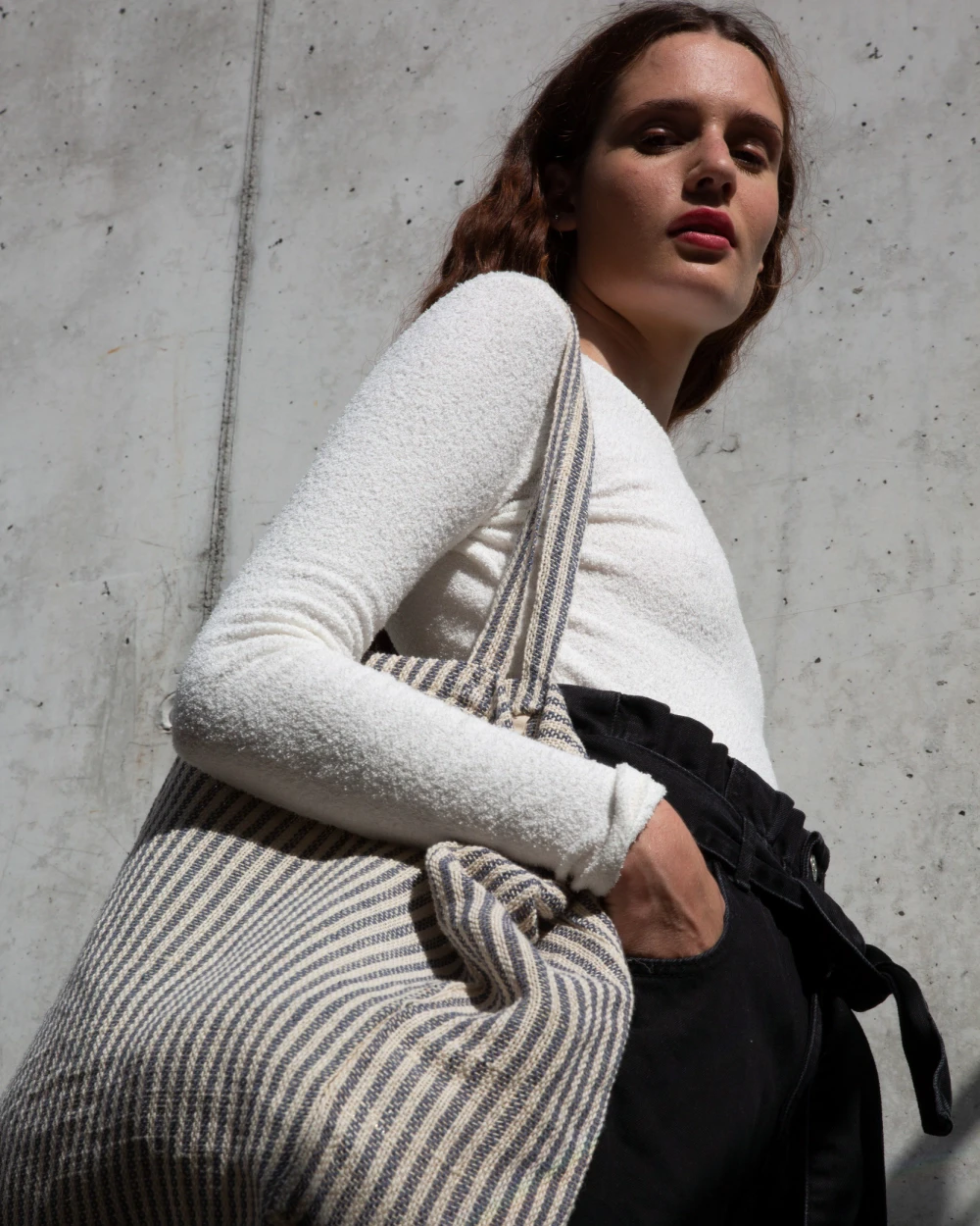 KIMOOD Gestreifte Shoppingtasche aus Juco Tote Bags personalisierbar