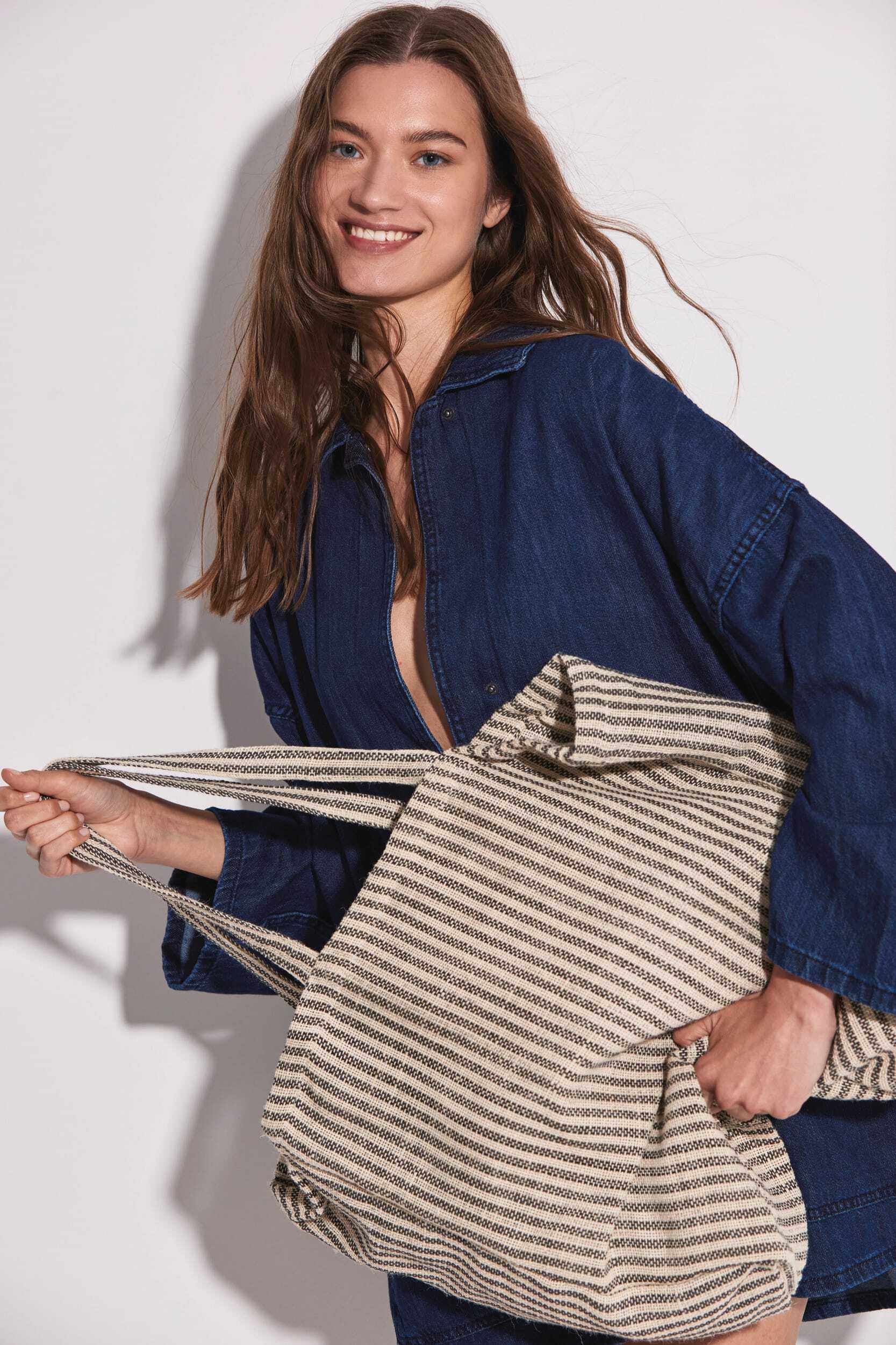 Tote bags personnalisable KIMOOD Sac shopping à rayures en juco