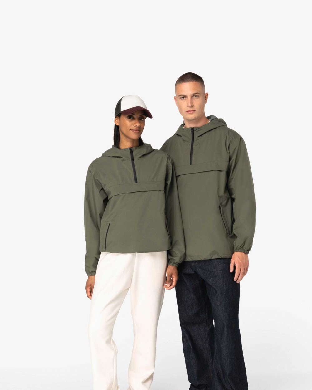 NATIVE SPIRIT Wasserdichte, umweltfreundliche Unisex-Windjacke mit Viertel-Reißverschluss Jacken personalisierbar