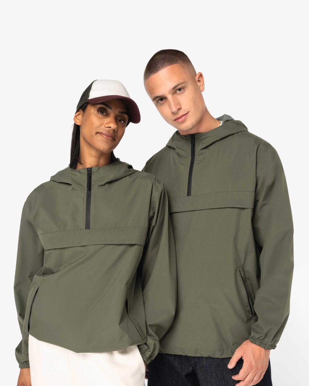 NATIVE SPIRIT Wasserdichte, umweltfreundliche Unisex-Windjacke mit Viertel-Reißverschluss Jacken personalisierbar