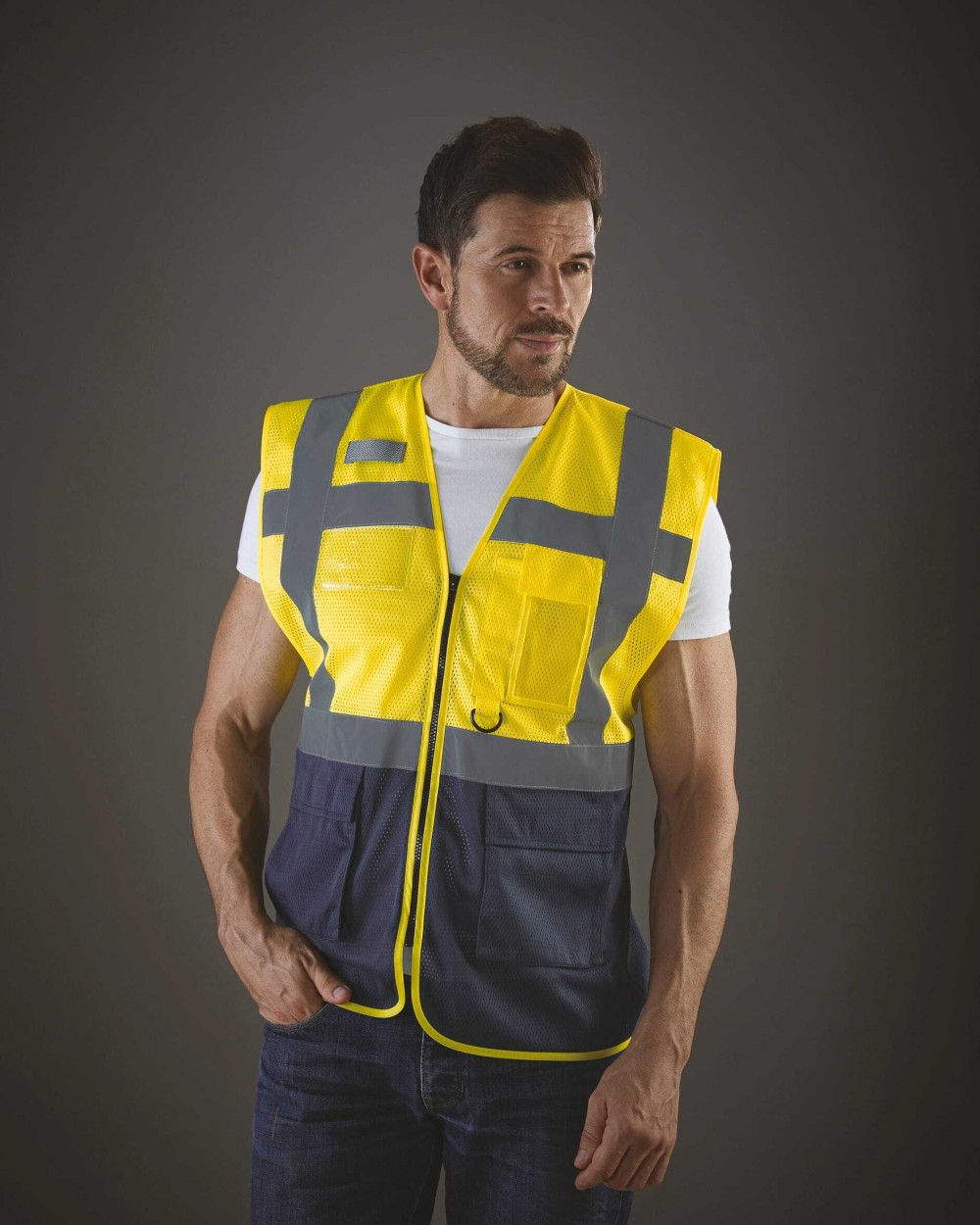 YOKO Top Cool - Hi-Vis mesh executive waistcoat Warnwesten personalisierbar