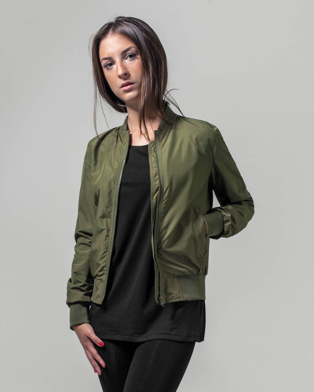 BUILD YOUR BRAND LADIES NYLON BOMBER JACKET Jacken personalisierbar