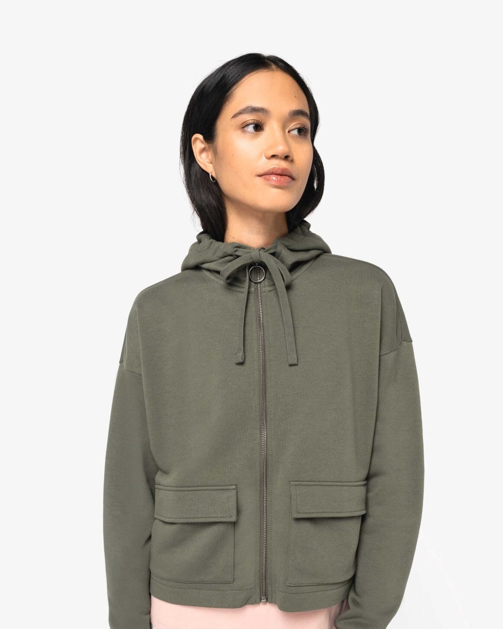 NATIVE SPIRIT Umweltfreundliches Damen-Kapuzensweatshirt aus French Terry mit Reißverschluss Sweatshirts personalisierbar