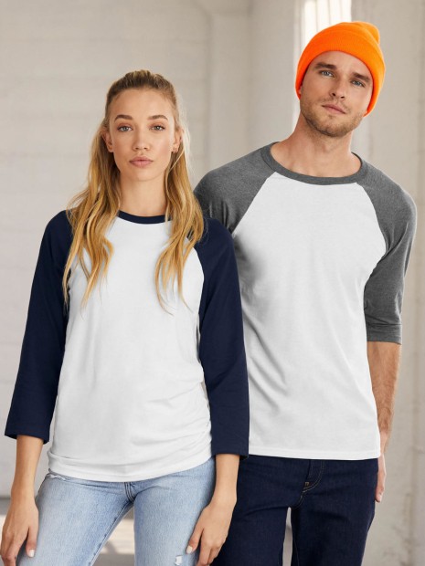 T-Shirts à personnaliser BELLA-CANVAS UNISEX 3/4 SLEEVE BASEBALL TEE 