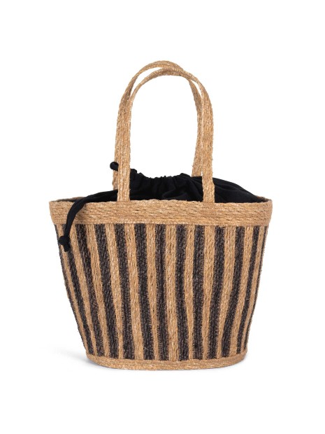 KIMOOD Sac panier rayé en jonc de mer  personnalisable
