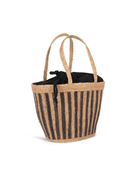 KIMOOD Sac panier rayé en jonc de mer  personnalisable