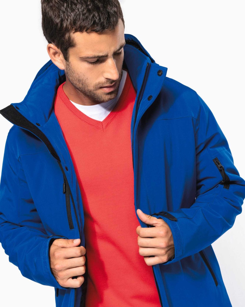 Softshells KARIBAN Gewatteerde softshell herenparka met capuchon voor bedrukking &amp; borduring