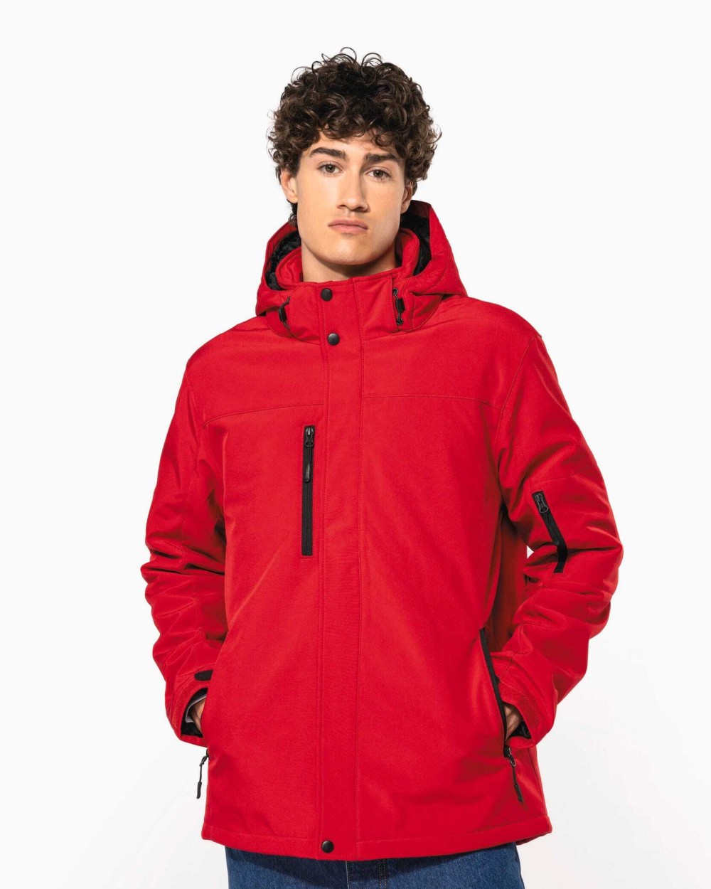 KARIBAN Herrenparka Softshell wattiert mit Kapuze Softshells personalisierbar