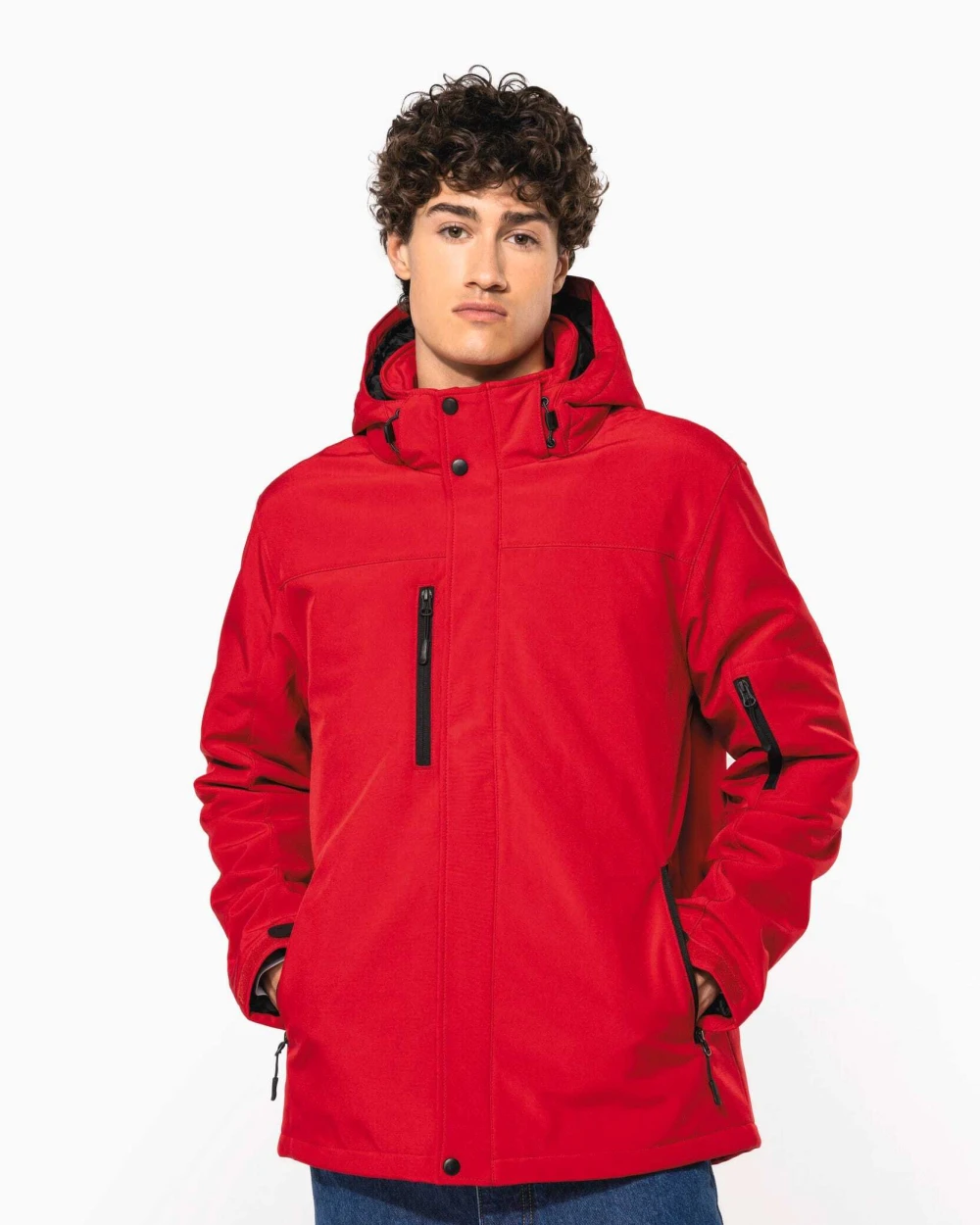 Softshells KARIBAN Gewatteerde softshell herenparka met capuchon voor bedrukking &amp; borduring