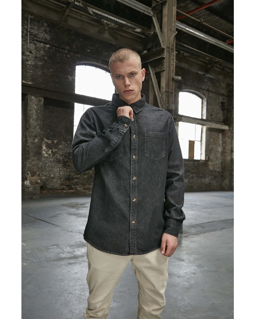 BUILD YOUR BRAND Denim Shirt Hemden personalisierbar
