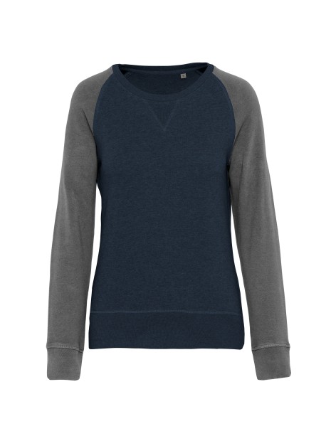 KARIBAN Sweat-shirt French Terry Bio bicolore col rond manches raglan femme /api/colors/f95912fb-0a34-4243-8db7-75ee62be38aa personnalisable