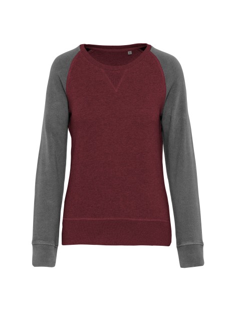 KARIBAN Sweat-shirt French Terry Bio bicolore col rond manches raglan femme /api/colors/9a9aee80-c154-40bd-8c36-9f0f9d4e4506 personnalisable