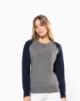 Sweaters & hoodies KARIBAN Tweekleurige damessweater French Terry BIO ronde hals raglanmouwen voor bedrukking &amp; borduring