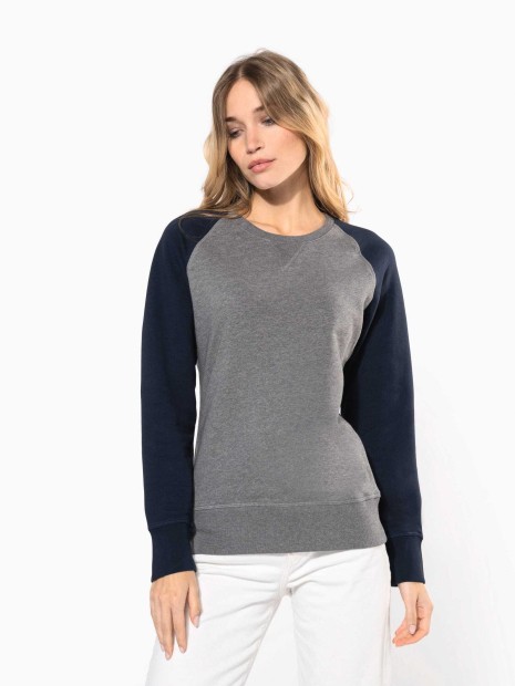 Sweat-shirts à personnaliser KARIBAN Sweat-shirt French Terry Bio bicolore col rond manches raglan femme 