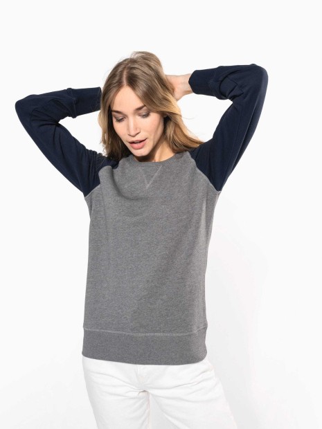 Sweat-shirts à personnaliser KARIBAN Sweat-shirt French Terry Bio bicolore col rond manches raglan femme 