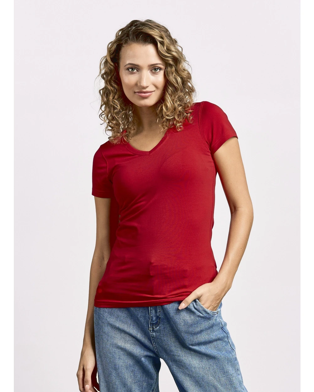 T-shirts PROMODORO Women`s Slim Fit V-Neck-T voor bedrukking &amp; borduring