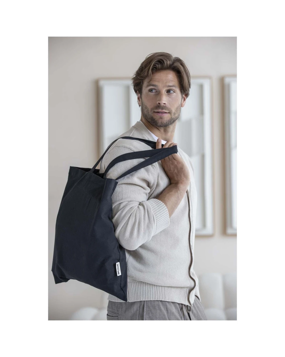 Tote bags 4DO Madras 140 g/m2 draagtas van GRS gerecycled katoen 7 l voor bedrukking &amp; borduring