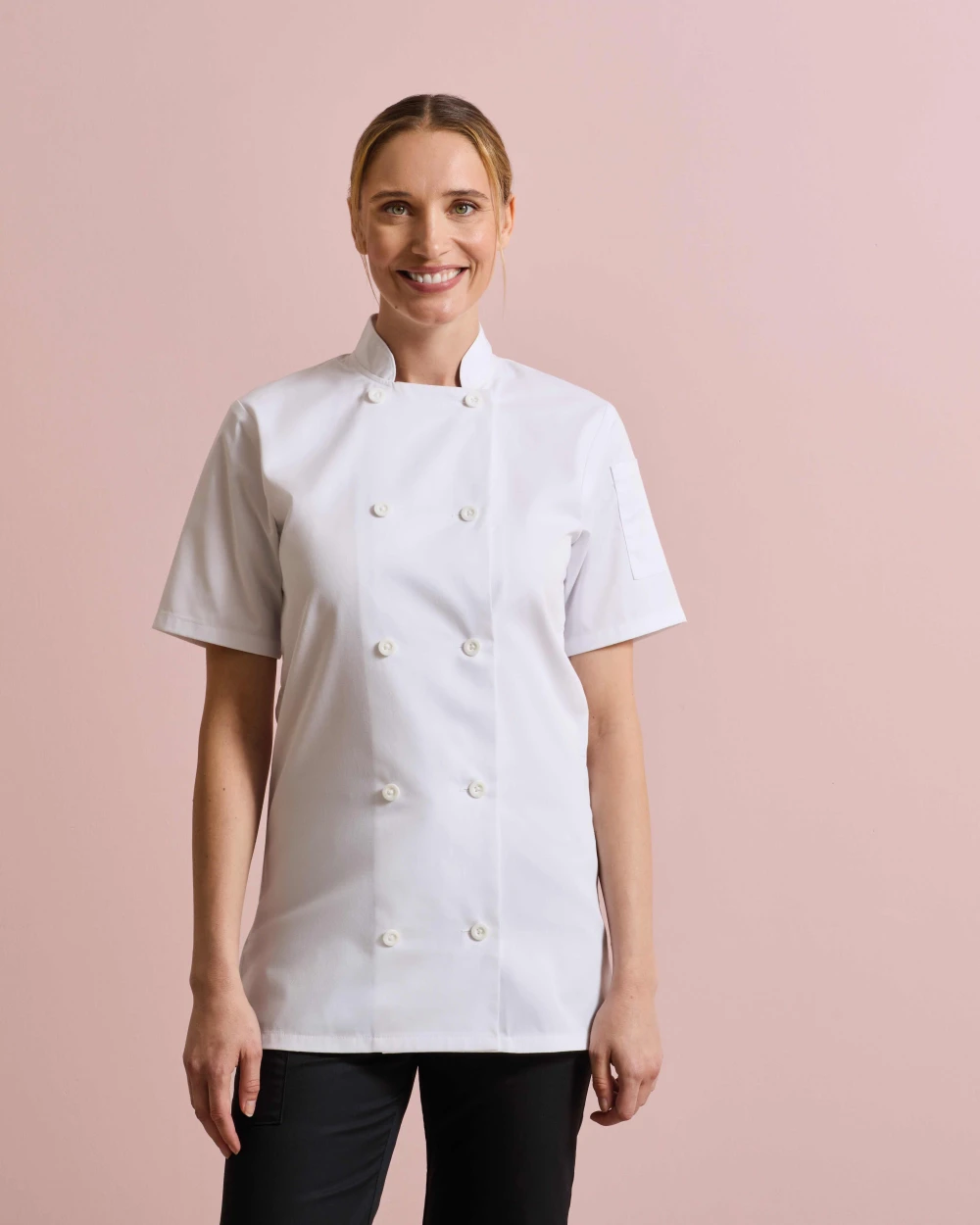 Jassen PREMIER Women's short sleeve chef's jacket voor bedrukking &amp; borduring
