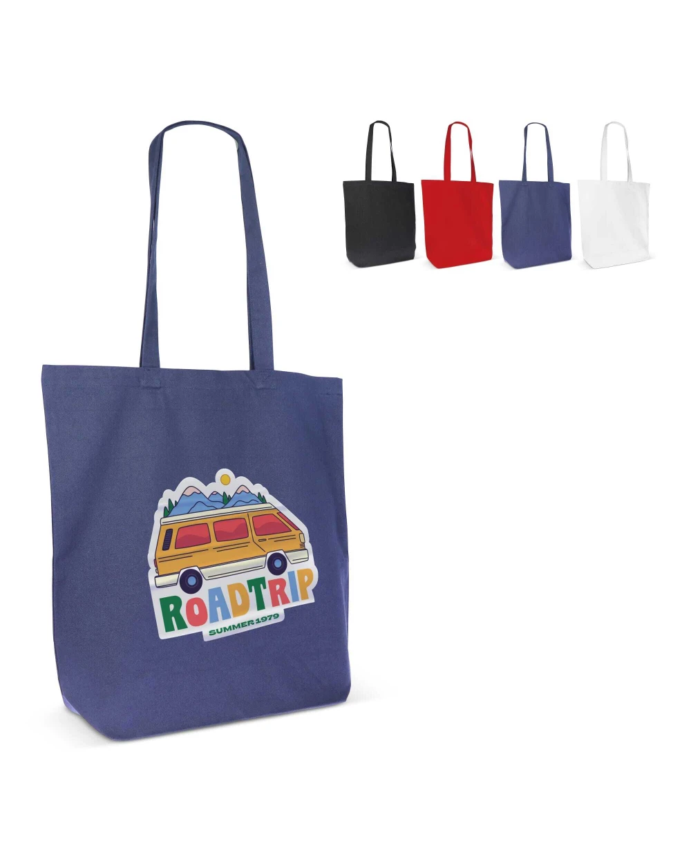 4DO Einkaufstasche Bio-Baumwolle farbig lang 270g/m² 42x12x43 cm Tote Bags personalisierbar