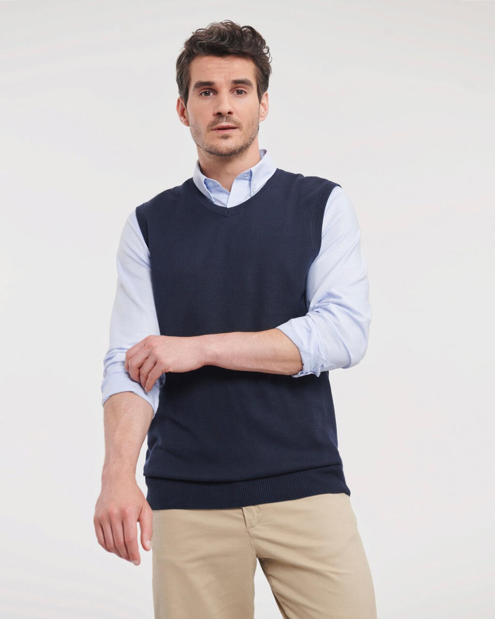 Pulls personnalisable RUSSELL Adults' V-Neck Sleeveless Knitted Pullover