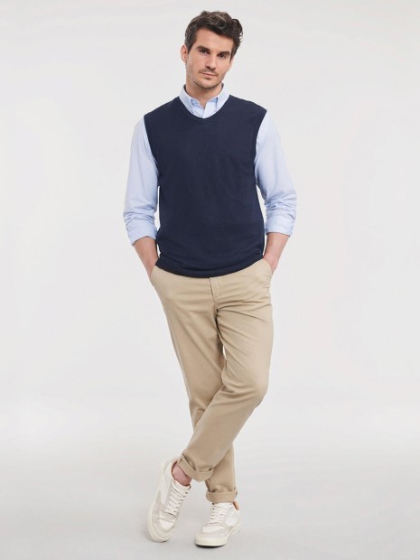 Pulls à personnaliser RUSSELL Adults'' V-Neck Sleeveless Knitted Pullover 
