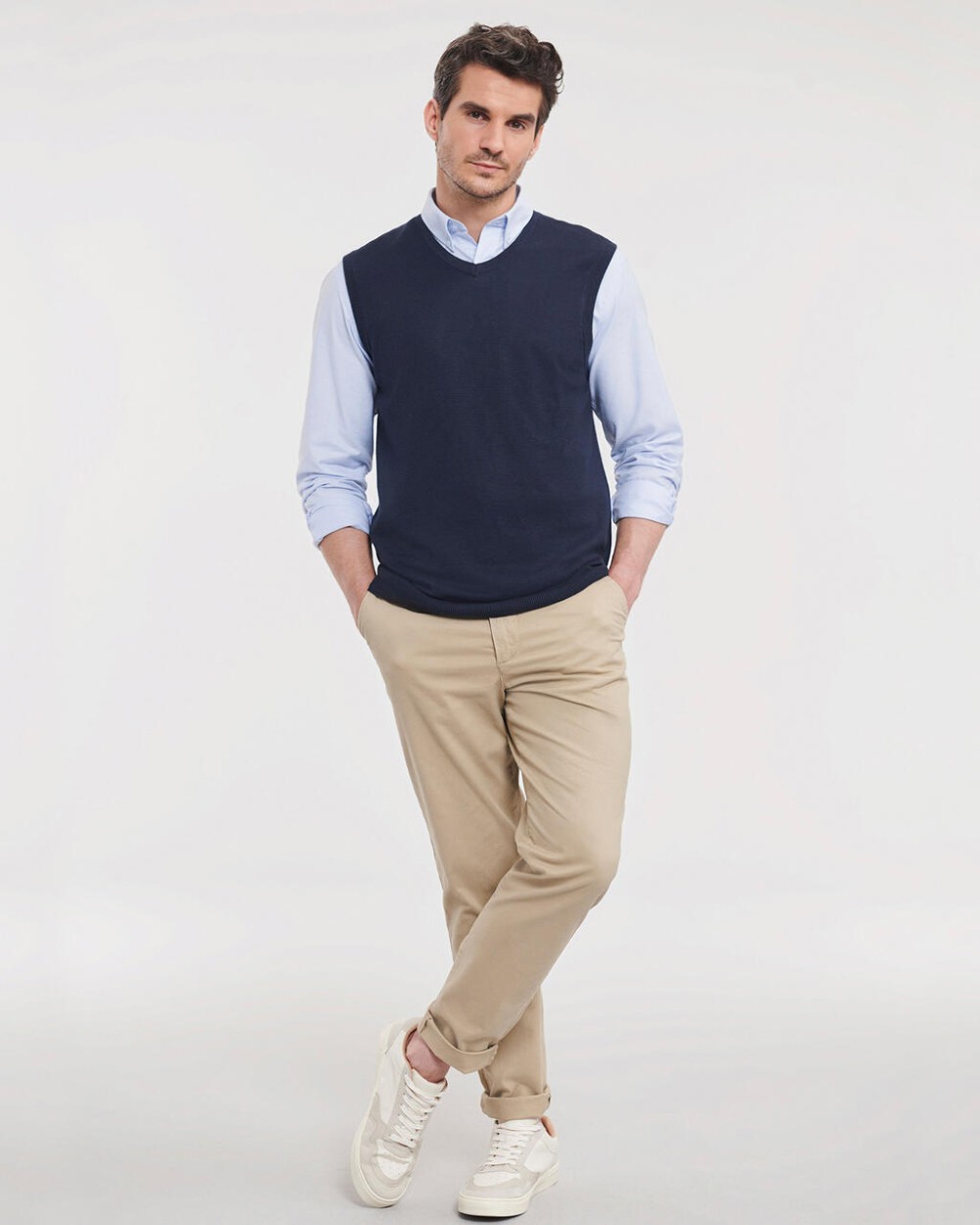 Pulls personnalisable RUSSELL Adults' V-Neck Sleeveless Knitted Pullover